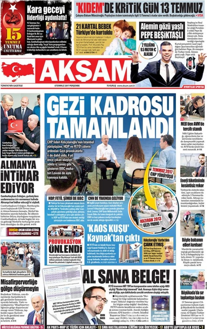 Günün gazete manşetleri - 6 Temmuz 2017