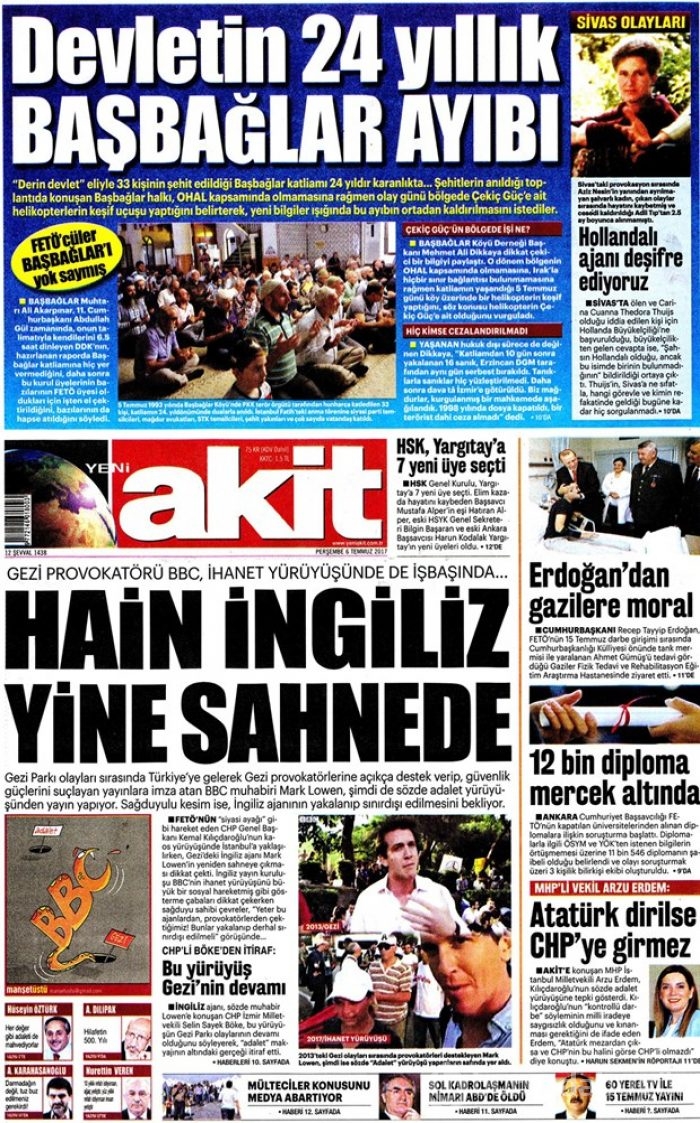 Günün gazete manşetleri - 6 Temmuz 2017