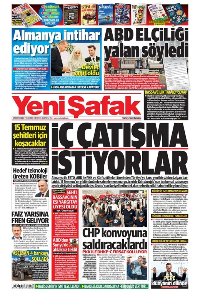 Günün gazete manşetleri - 6 Temmuz 2017