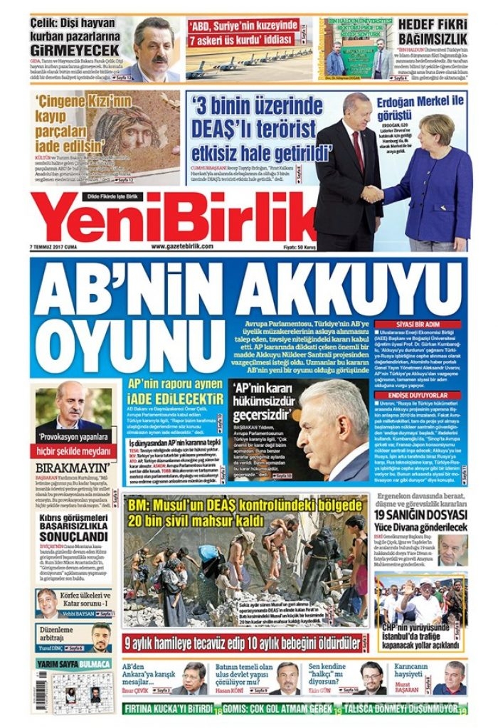 Günün gazete manşetleri 7 Temmuz 2017