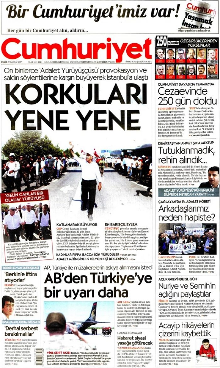 Günün gazete manşetleri 7 Temmuz 2017