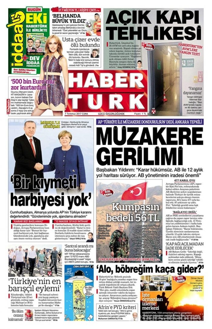 Günün gazete manşetleri 7 Temmuz 2017
