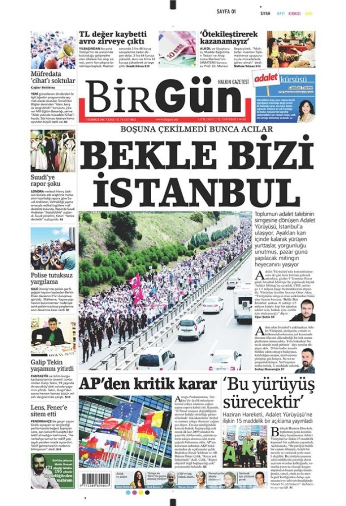 Günün gazete manşetleri 7 Temmuz 2017