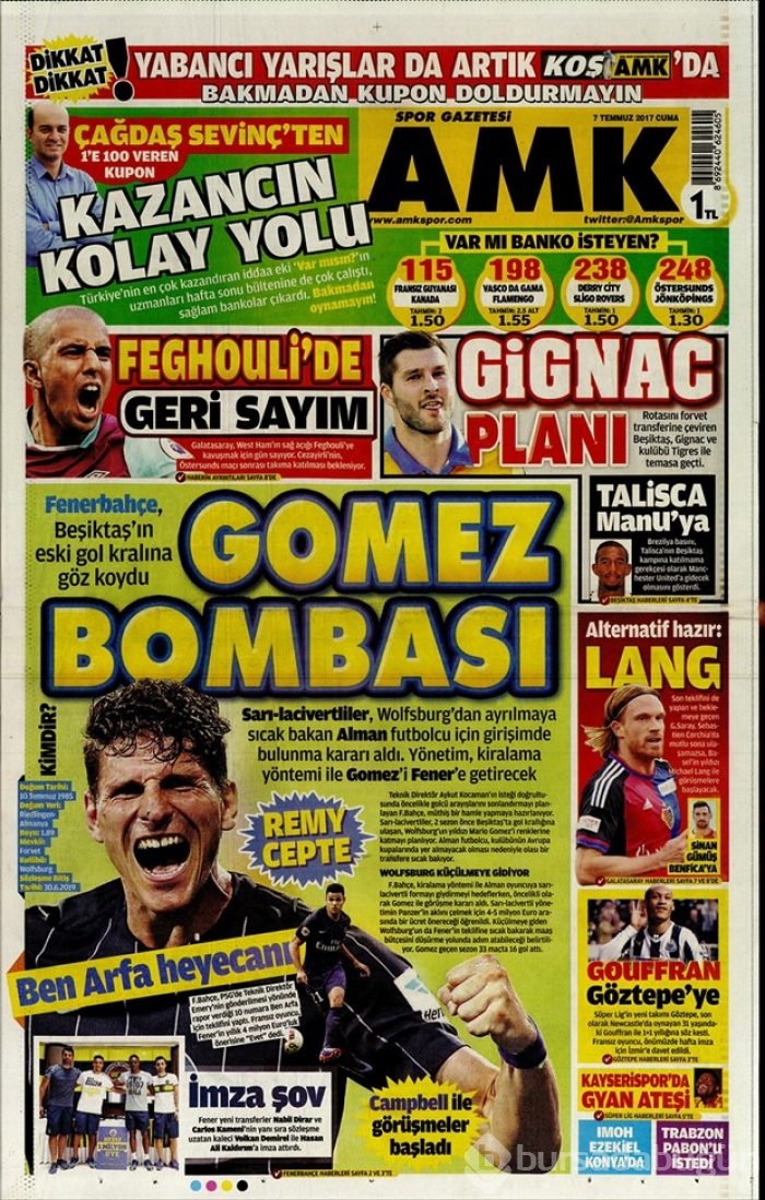 Günün gazete manşetleri 7 Temmuz 2017