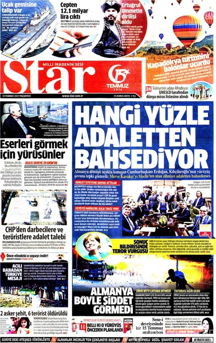 Günün gazete manşetleri (10 Temmuz 2017)