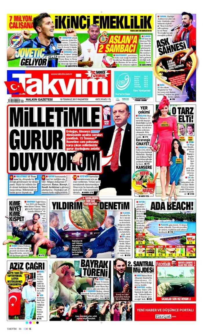 Günün gazete manşetleri (10 Temmuz 2017)