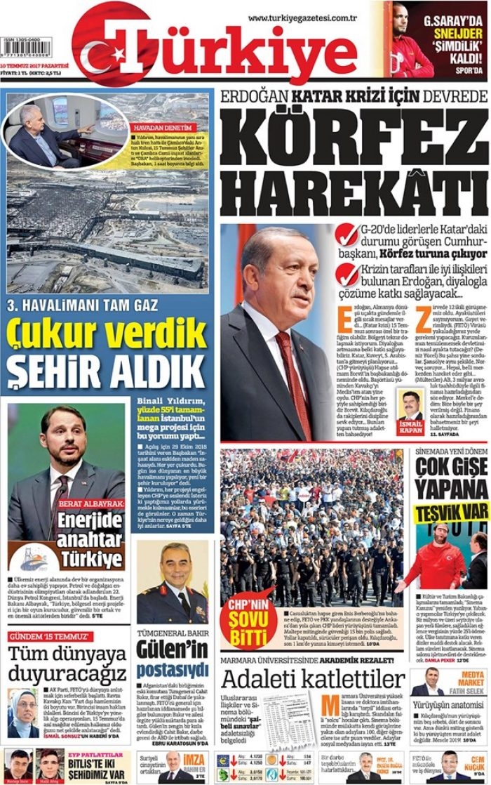 Günün gazete manşetleri (10 Temmuz 2017)