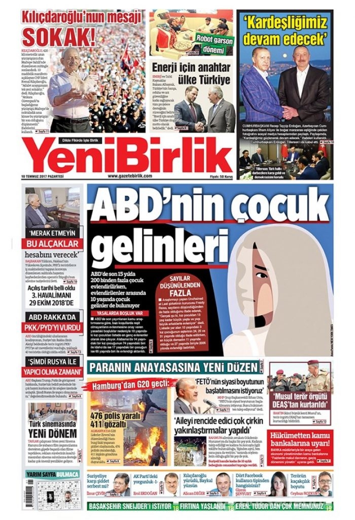 Günün gazete manşetleri (10 Temmuz 2017)