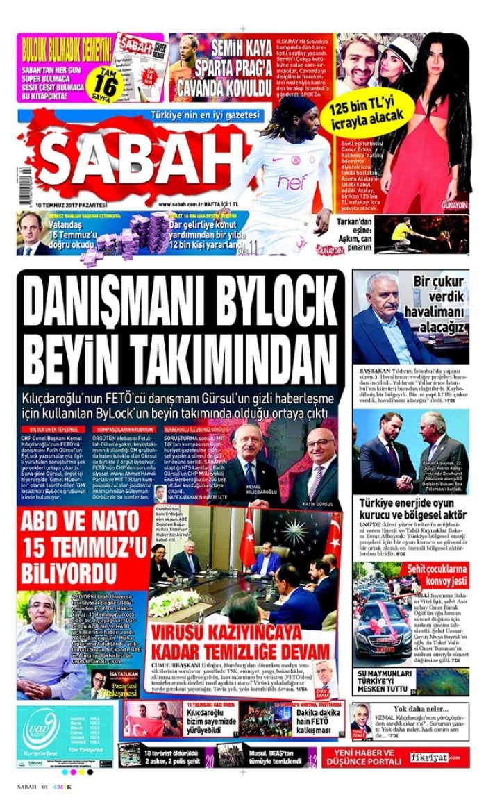 Günün gazete manşetleri (10 Temmuz 2017)
