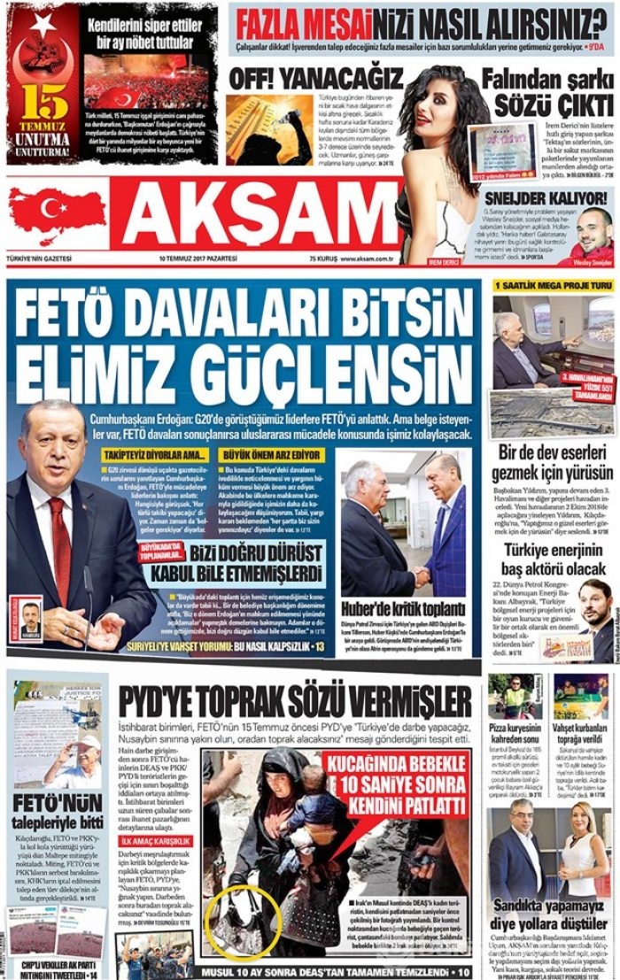 Günün gazete manşetleri (10 Temmuz 2017)