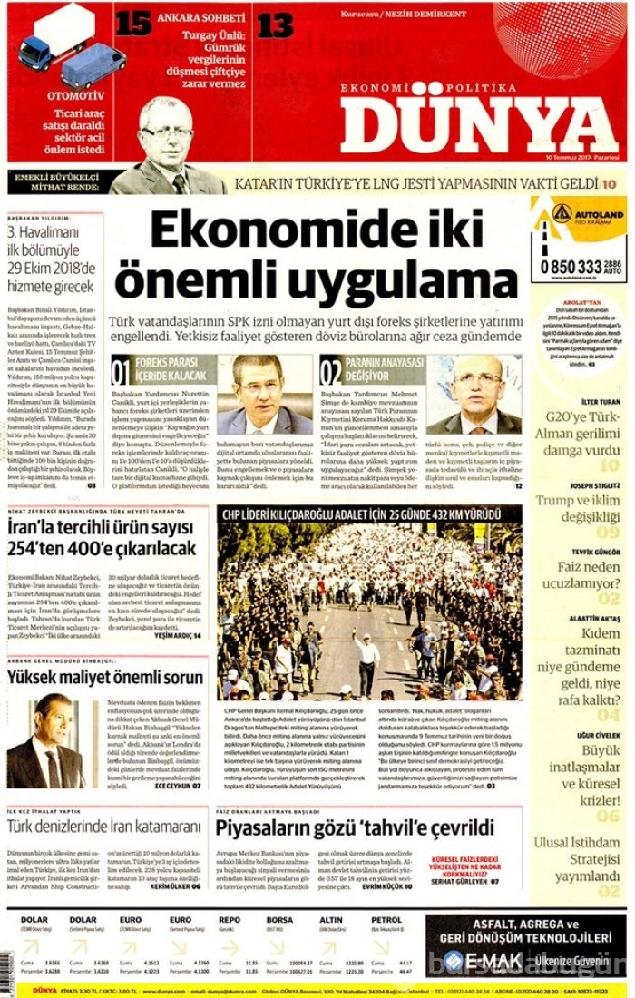 Günün gazete manşetleri (10 Temmuz 2017)