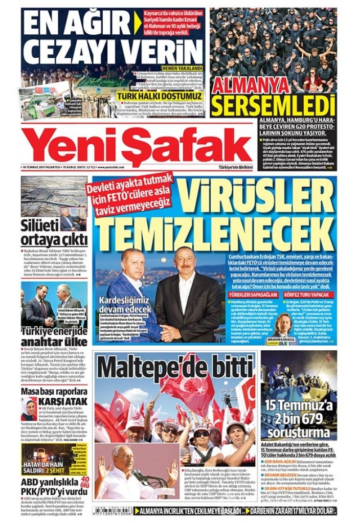 Günün gazete manşetleri (10 Temmuz 2017)