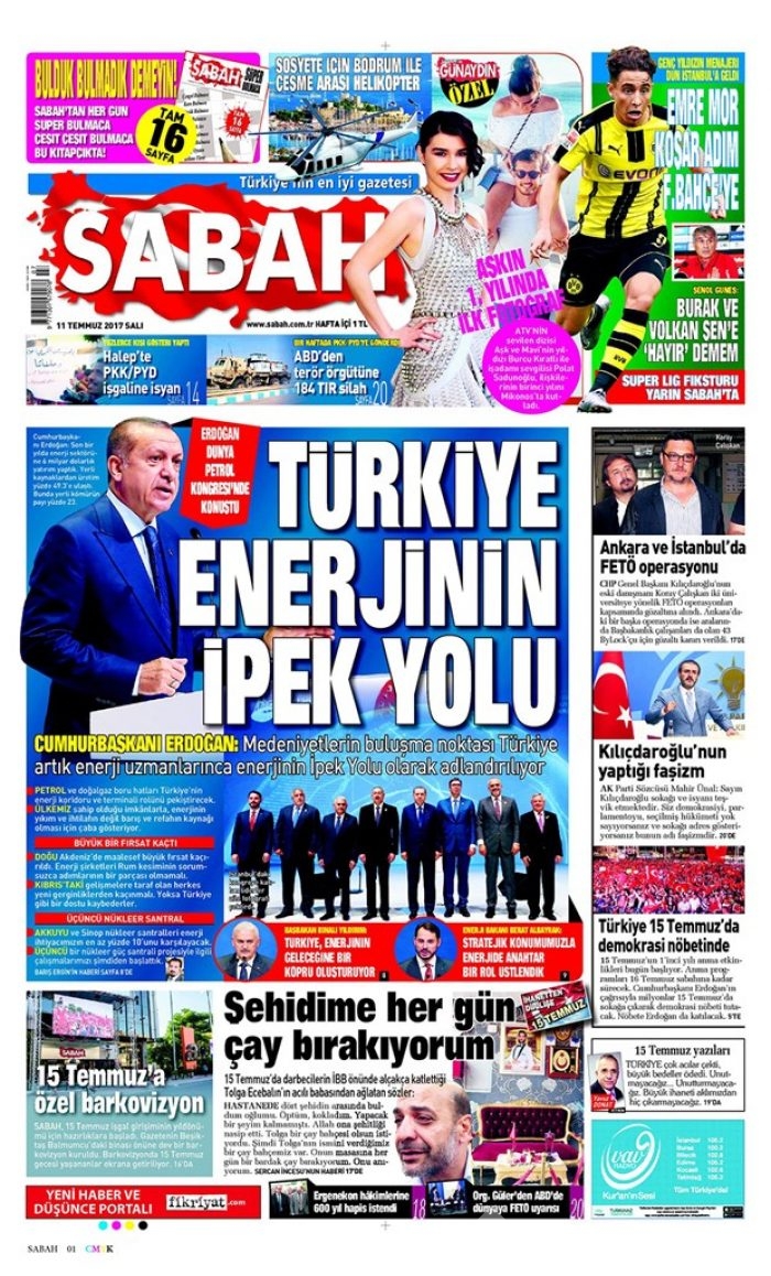 Günün gazete manşetleri 11 Temmuz 2017