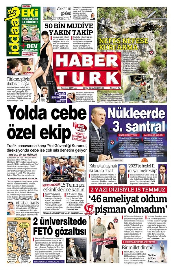 Günün gazete manşetleri 11 Temmuz 2017