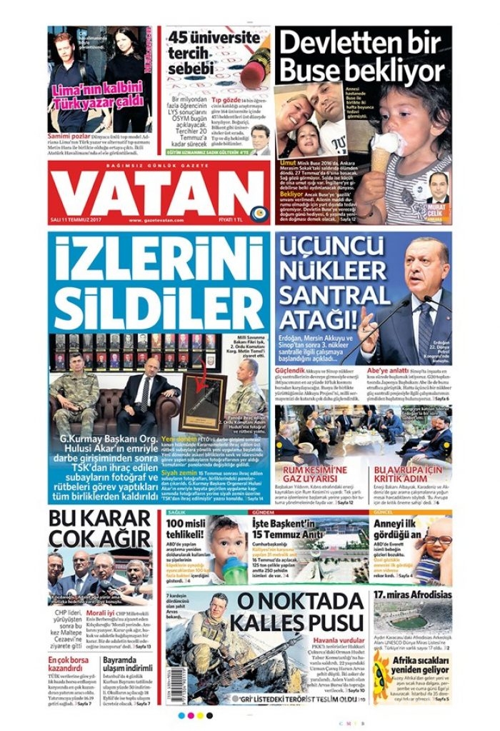 Günün gazete manşetleri 11 Temmuz 2017