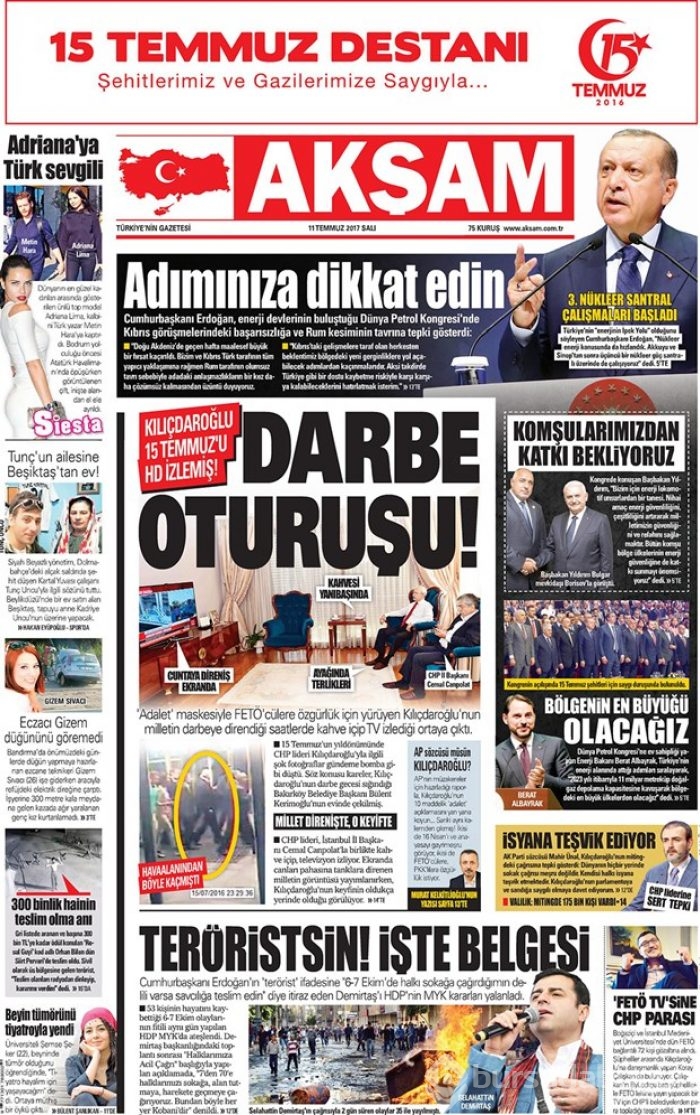 Günün gazete manşetleri 11 Temmuz 2017