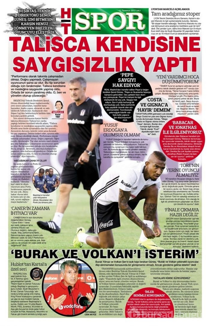 Günün spor gazeteleri (11 Temmuz 2017)