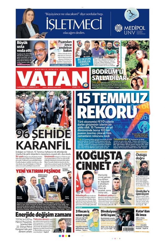 Günün gazete manşetleri 12 Temmuz 2017
