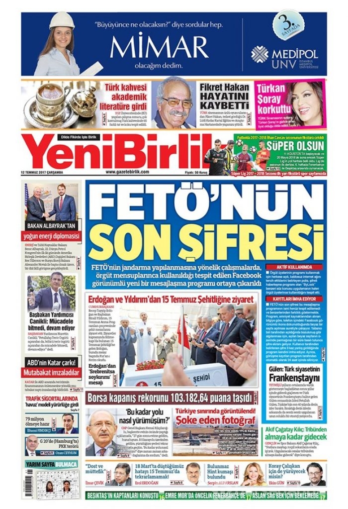 Günün gazete manşetleri 12 Temmuz 2017