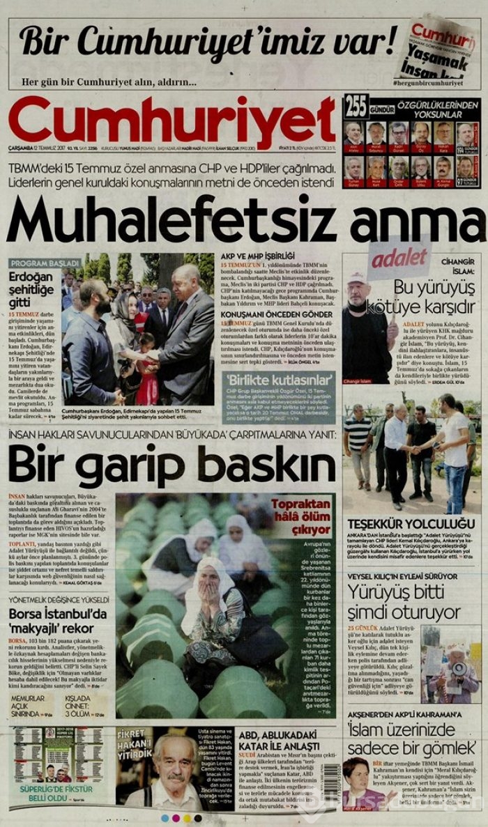 Günün gazete manşetleri 12 Temmuz 2017