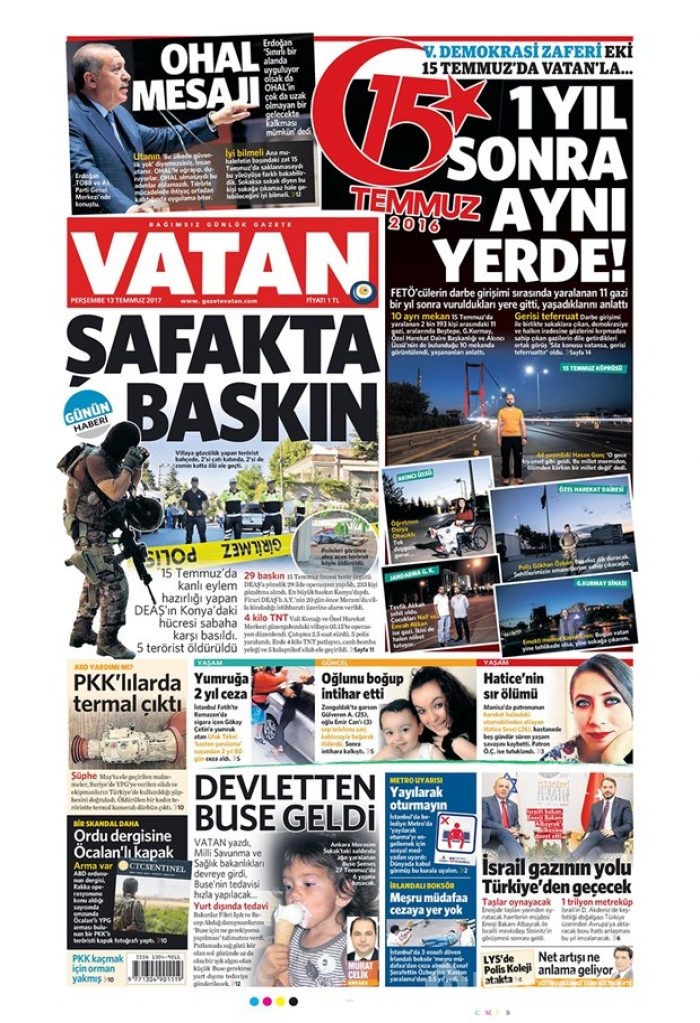 Günün gazete manşetleri - 13 Temmuz 2017