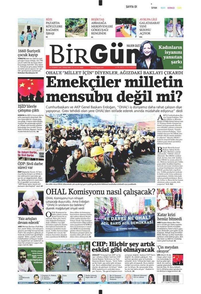 Günün gazete manşetleri - 13 Temmuz 2017