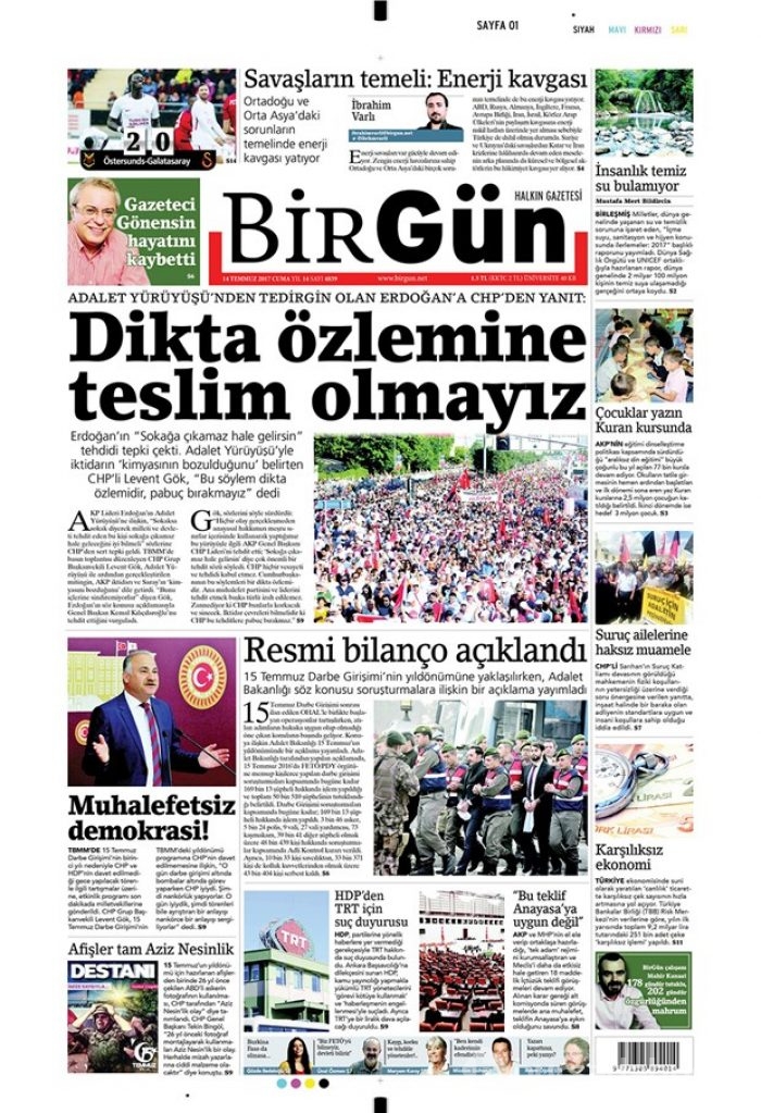 Günün gazete manşetleri - 14 Temmuz 2017