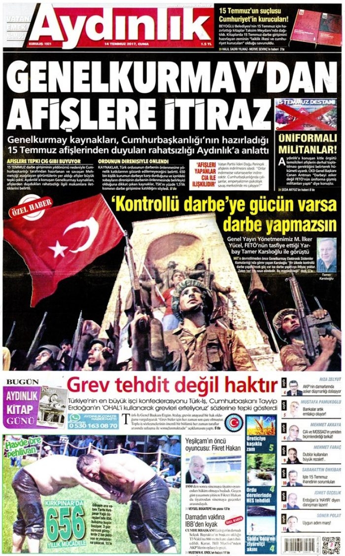 Günün gazete manşetleri - 14 Temmuz 2017