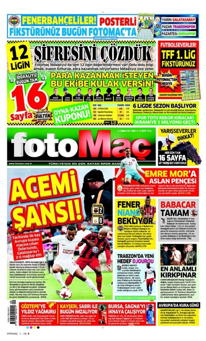 Günün gazete manşetleri - 14 Temmuz 2017