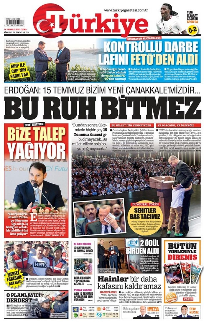 Günün gazete manşetleri - 14 Temmuz 2017
