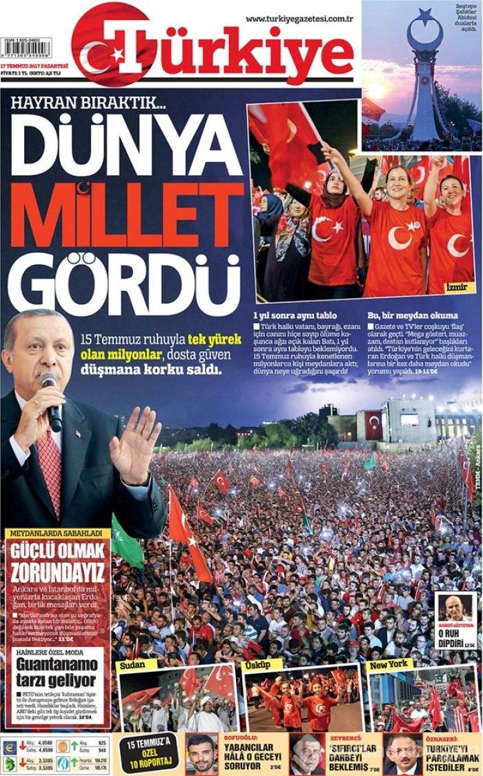 Günün gazete manşetleri - 17 Temmuz 2017