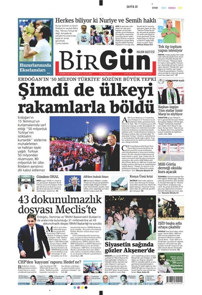 Günün gazete manşetleri - 17 Temmuz 2017