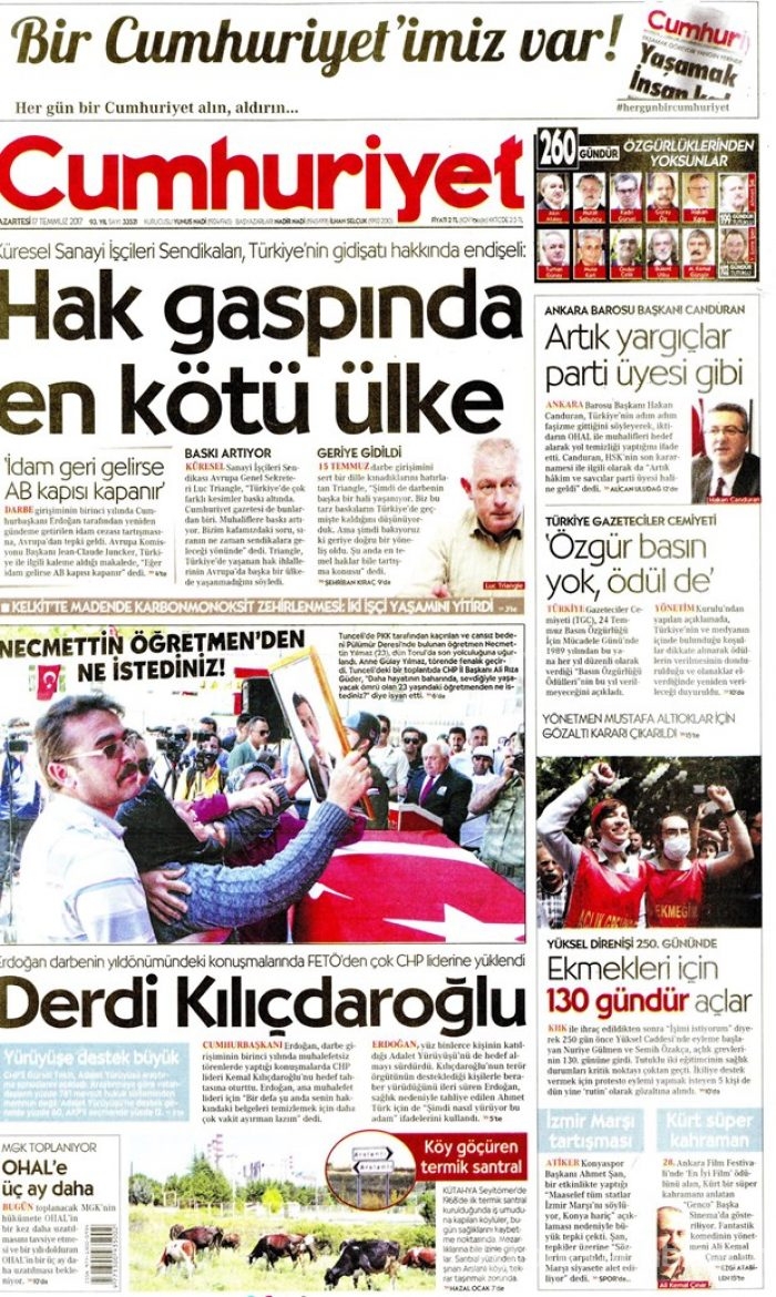 Günün gazete manşetleri - 17 Temmuz 2017