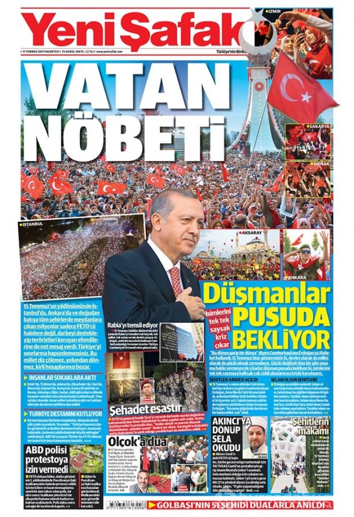 Günün gazete manşetleri - 17 Temmuz 2017