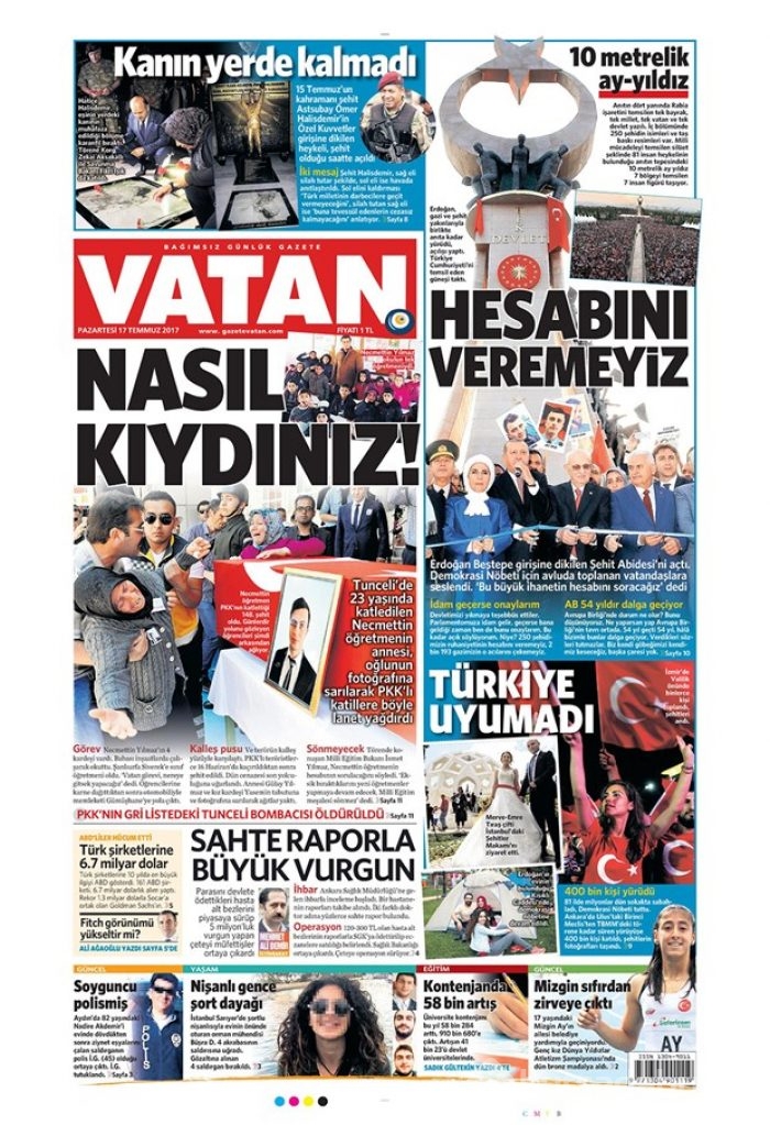 Günün gazete manşetleri - 17 Temmuz 2017