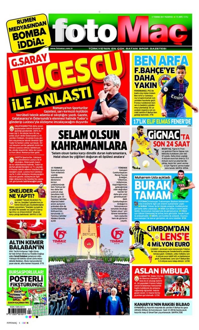Günün gazete manşetleri - 17 Temmuz 2017