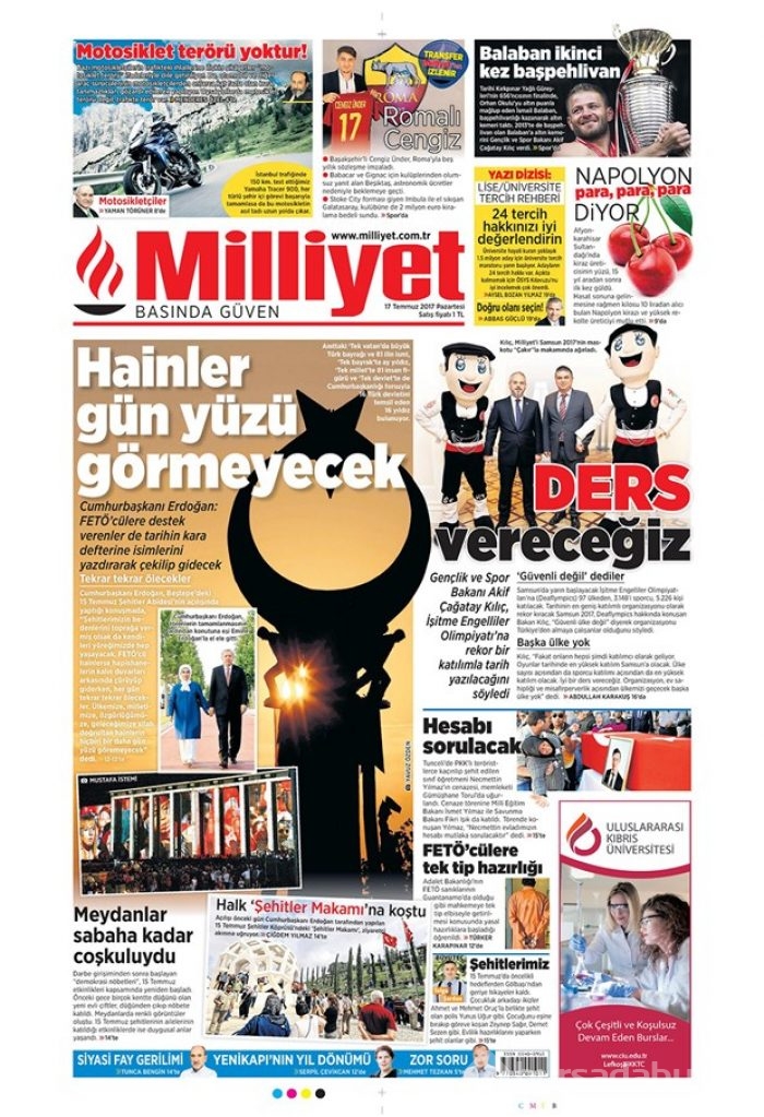 Günün gazete manşetleri - 17 Temmuz 2017