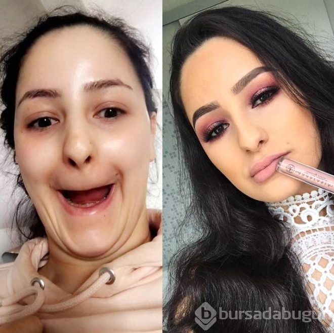 Makyajın nasıl değiştirdiğini gösteren kareler