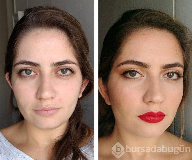 Makyajın nasıl değiştirdiğini gösteren kareler