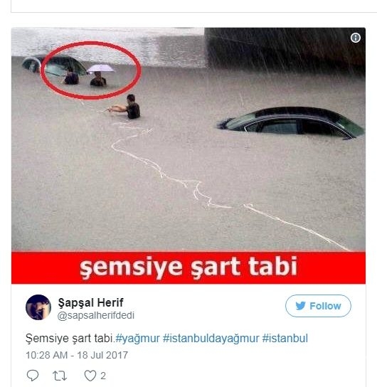 İstanbul'u sel aldı, caps'ler patladı!