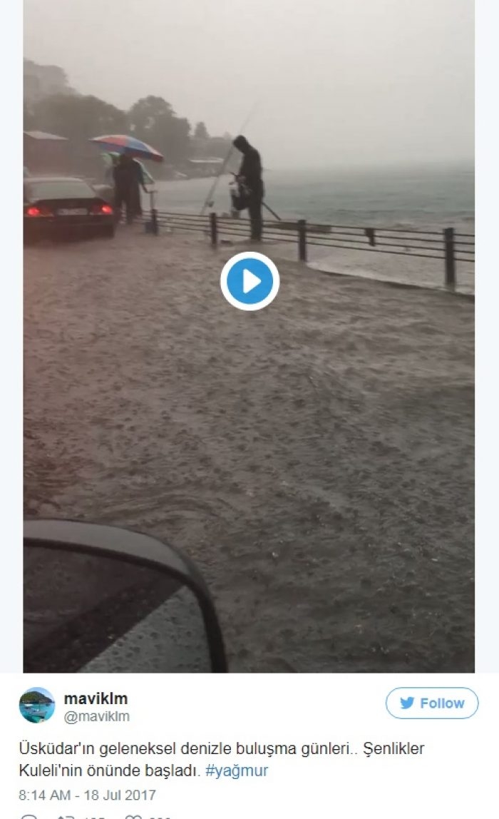 İstanbul'u sel aldı, caps'ler patladı!