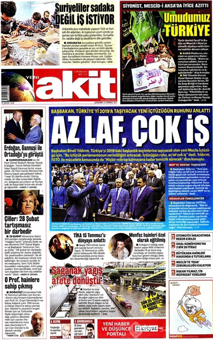 Günün gazete manşetleri - 19 Temmuz 2017