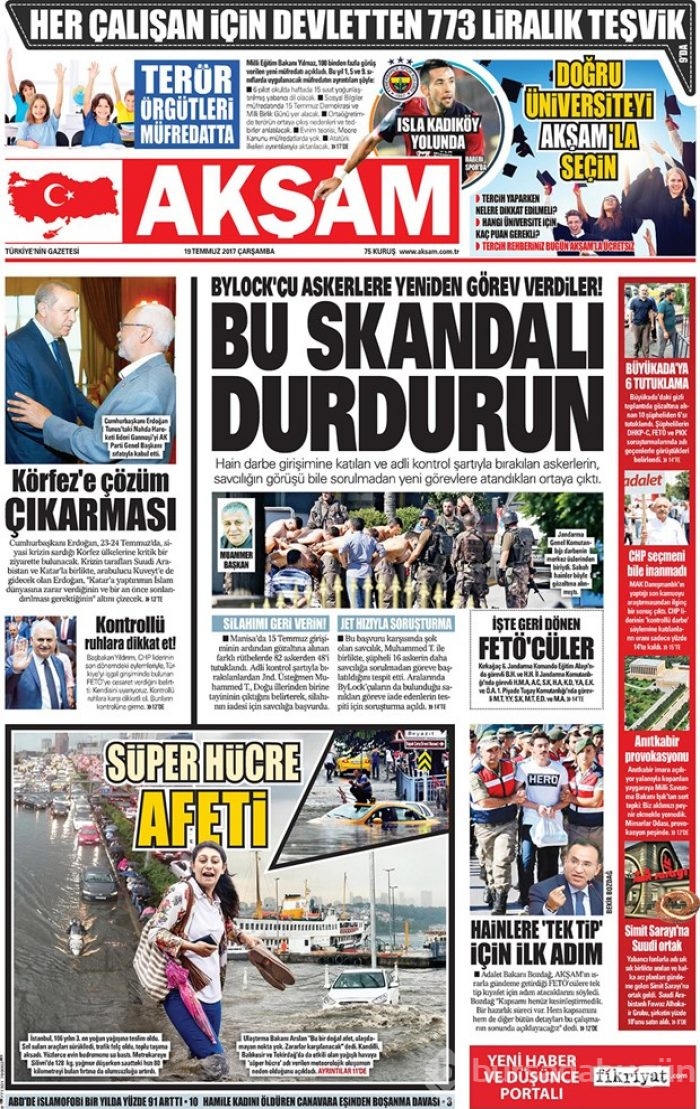 Günün gazete manşetleri - 19 Temmuz 2017