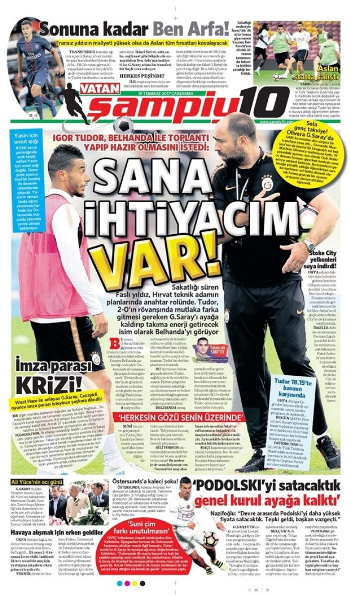 Günün spor gazeteleri (Transfer haberleri - 19 Temmuz 2017)