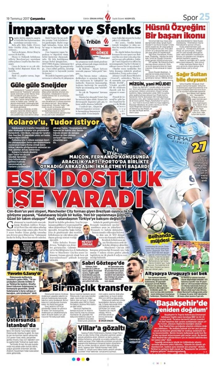 Günün spor gazeteleri (Transfer haberleri - 19 Temmuz 2017)