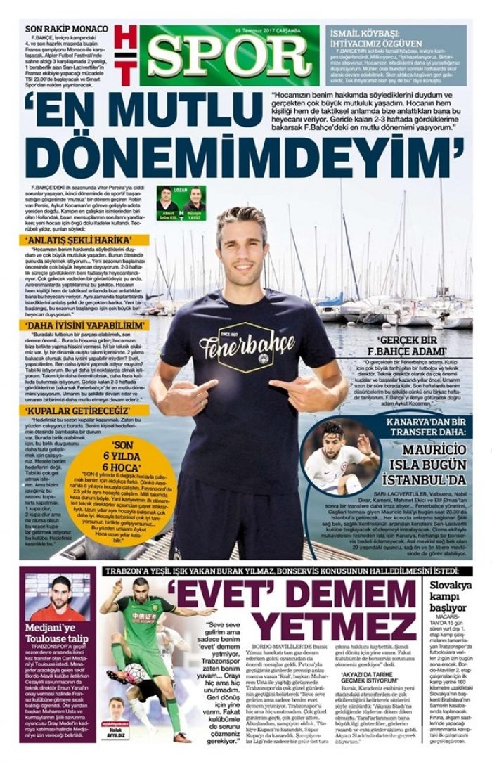 Günün spor gazeteleri (Transfer haberleri - 19 Temmuz 2017)