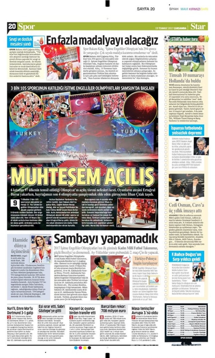 Günün spor gazeteleri (Transfer haberleri - 19 Temmuz 2017)