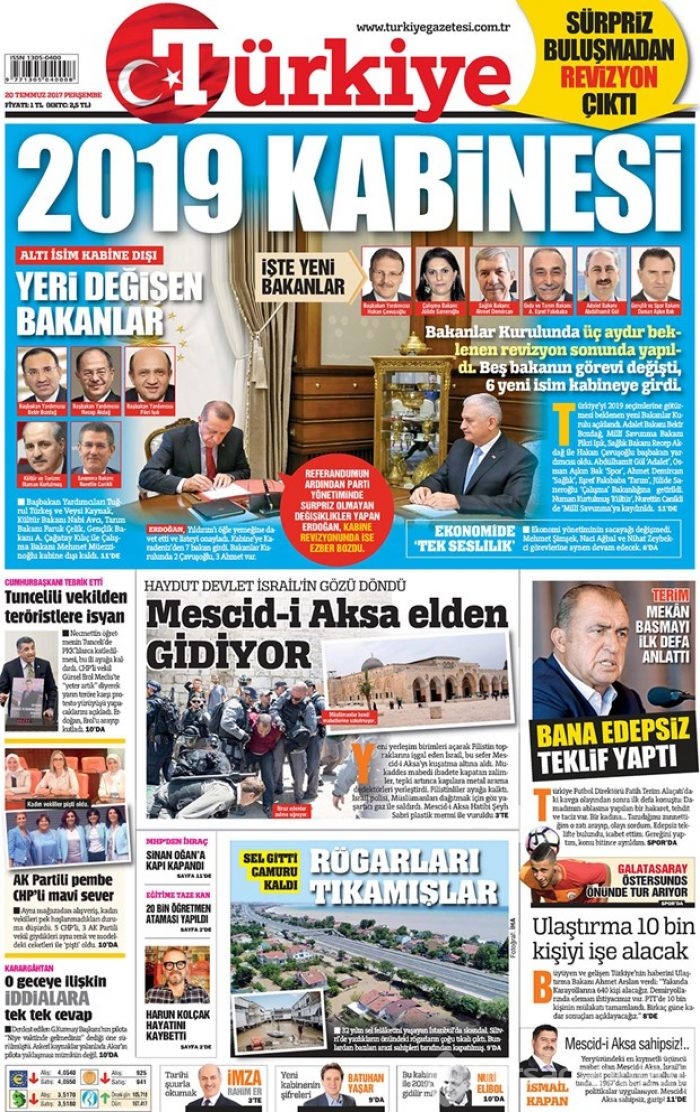 Günün gazete manşetleri 20 Temmuz 2017
