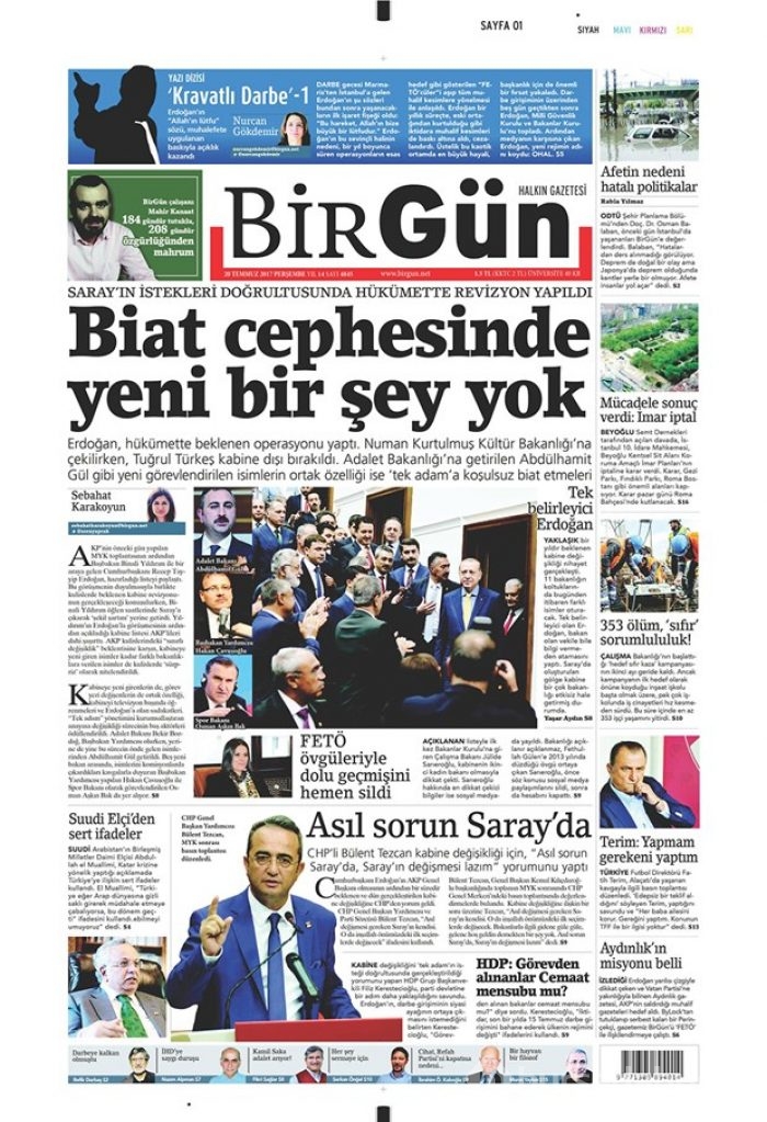 Günün gazete manşetleri 20 Temmuz 2017