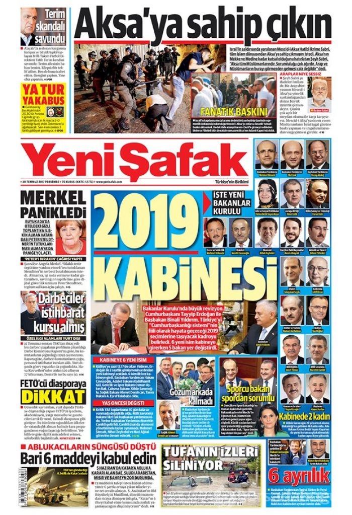 Günün gazete manşetleri 20 Temmuz 2017
